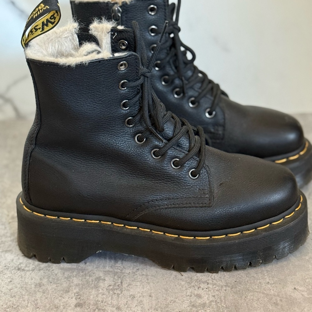 Dr. Martens Jadon Faux Fur Lined Leather Platform Boots - Picture 4 of 10